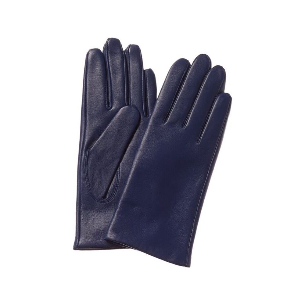 Phenix Cashmere-Lined Leather Gloves, Blue